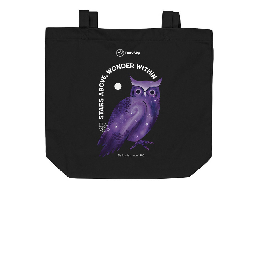 Stars Above, Wonder Within, a Black Organic Cotton Tote Bag