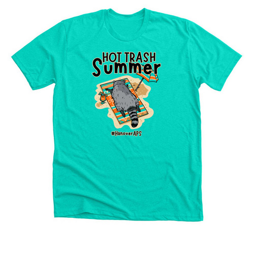 Summer Trashed Panda, a Heather Sea Green Premium Unisex Tee