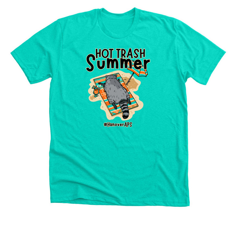 Summer Trashed Panda, a Heather Sea Green Premium Unisex Tee