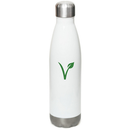 Vegan Water Bottle, a White Stainless Steel Water Bottle