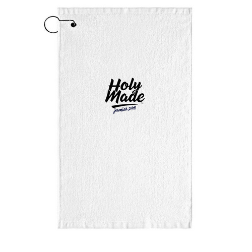 Holy Made Golf Towel, a White Golf Towel