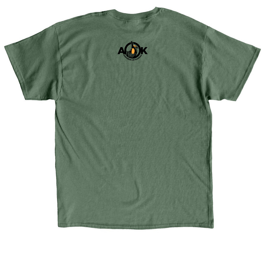 '26 Kansas Lek Treks Prairie-Chicken Festival, a Military Green Classic Unisex Tee (back-view)
