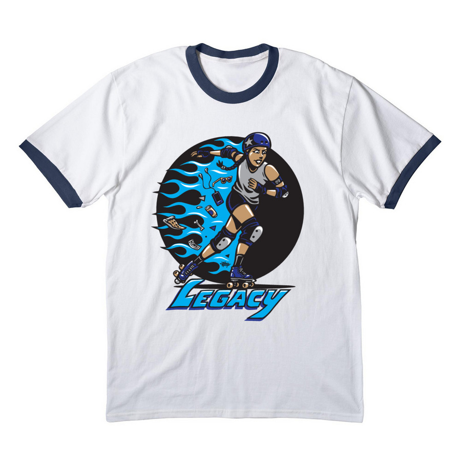 Santa Cruz Derby Groms Legacy - Ringer Tees, a White/ Navy Cotton Ringer Tee