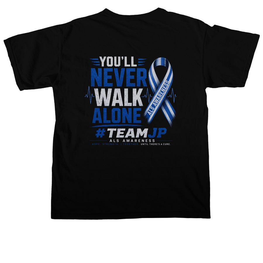 Together for #TeamJP, a Black Comfort Colors Unisex Tee (back-view)