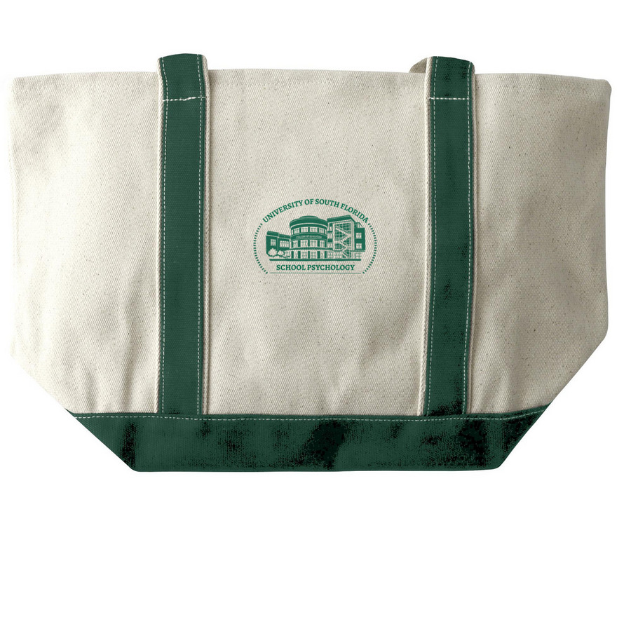 COED Building Tote Bag, a Natural/Forest Large Two-Tone Canvas Tote Bag (back-view)