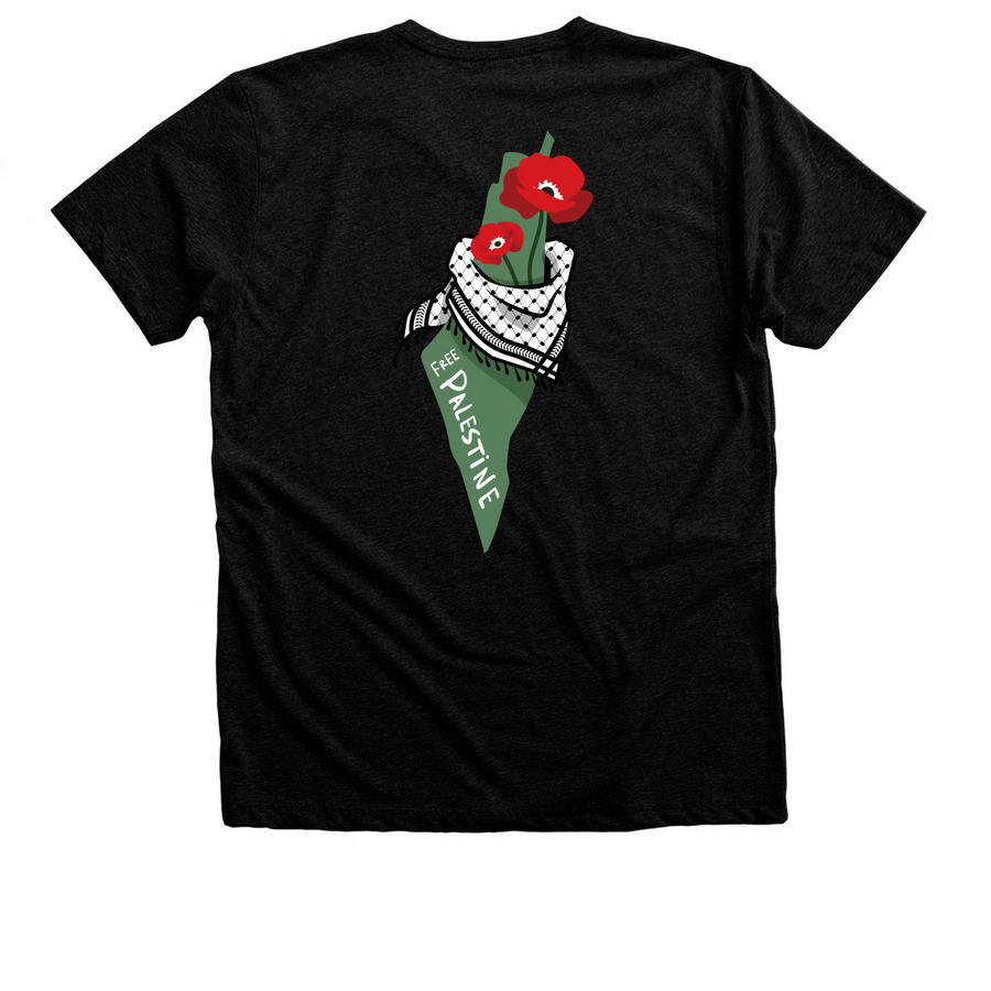 Pal Map, a Black Heather Premium Unisex Tee (back-view)