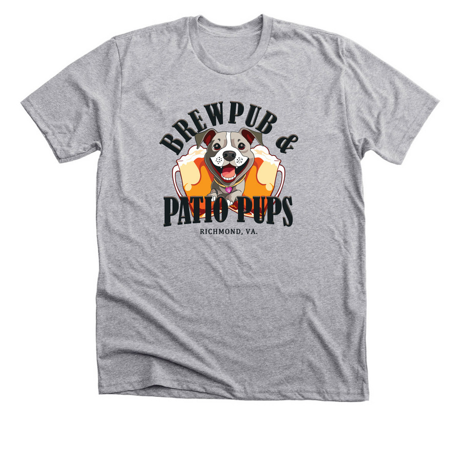 Brewpub & Patio Pups, a Athletic Heather Premium Unisex Tee