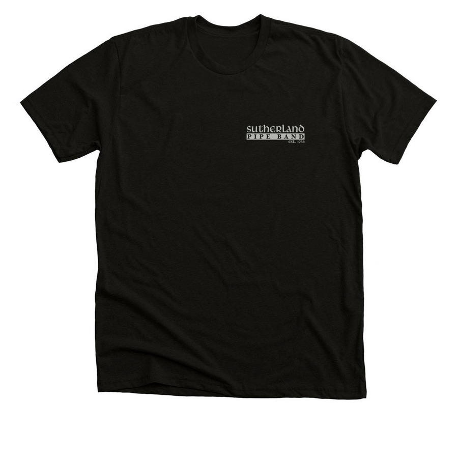 Sutherland 90th - Back Print Tops, a Solid Black Blend Premium Unisex Tee
