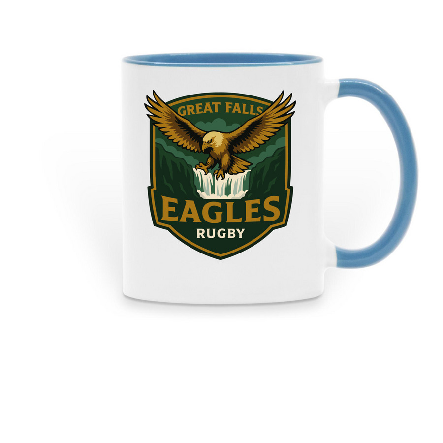 Great Falls Mugs, a Light Blue Two-Tone Ceramic Mug