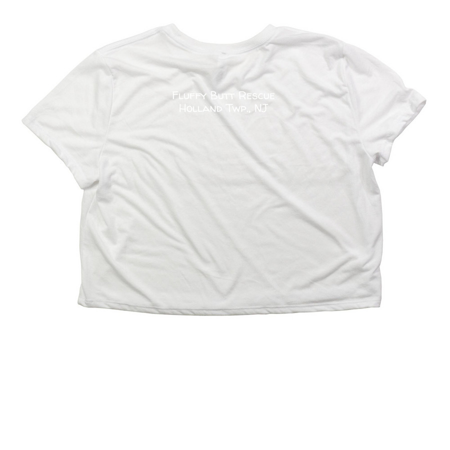 FBR Henry Logo, a White Women?s Flowy Cropped Tee (back-view)