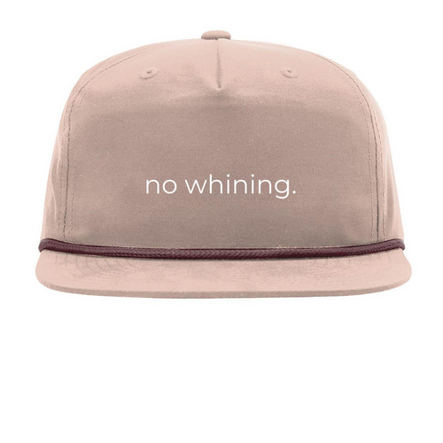 No whining hats, a Pale Peach/ Maroon Printed Umpqua Snapback Cap