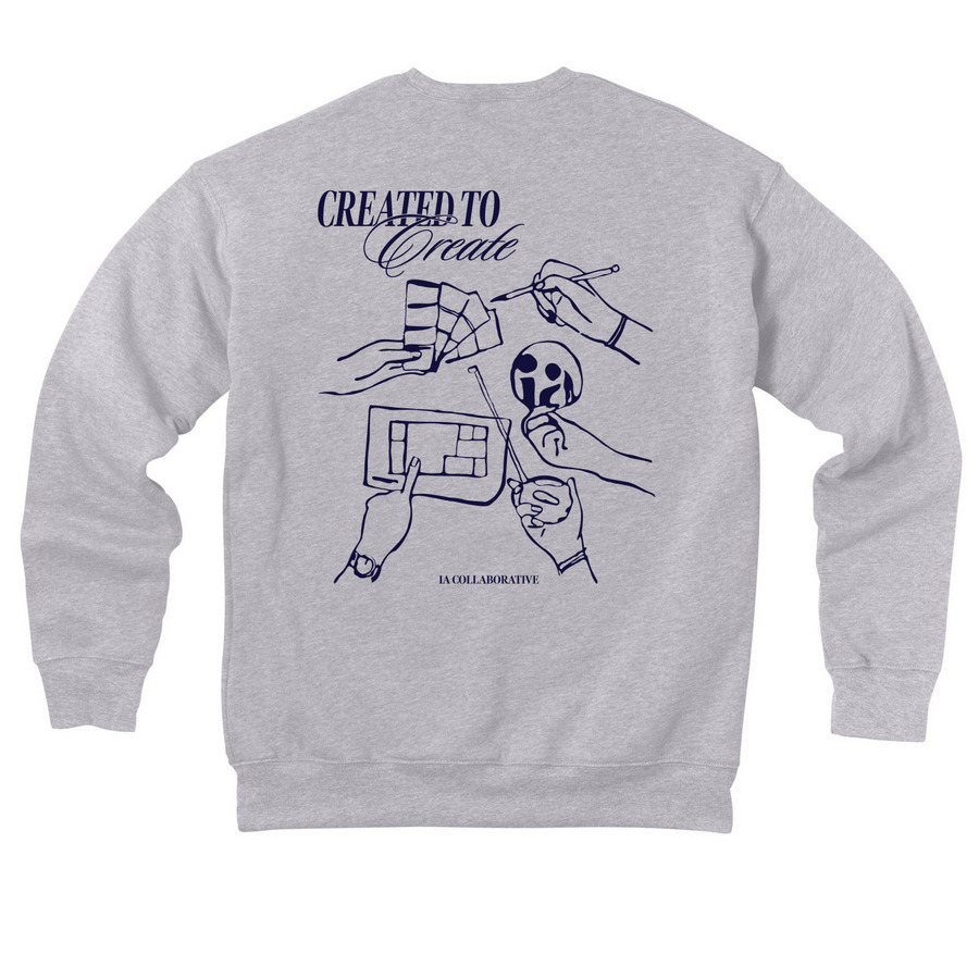 Created to Create Crewneck, a Athletic Heather Premium Drop Shoulder Sweatshirt (back-view)
