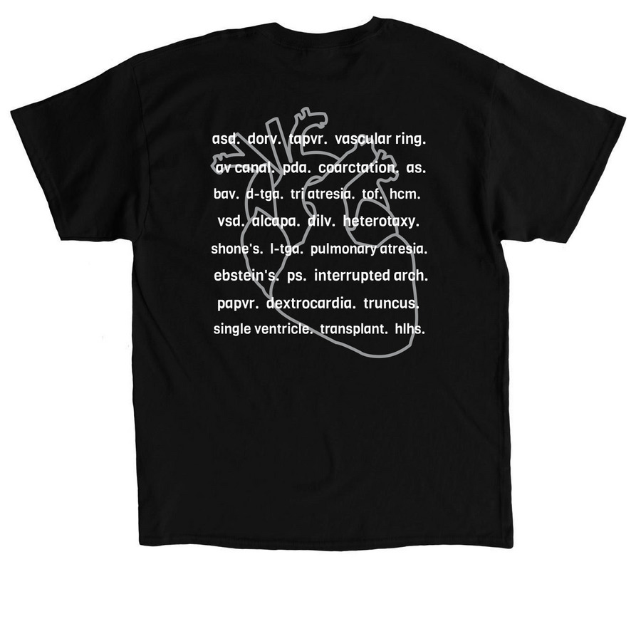 CHD awareness, a Black Classic Unisex Tee (back-view)