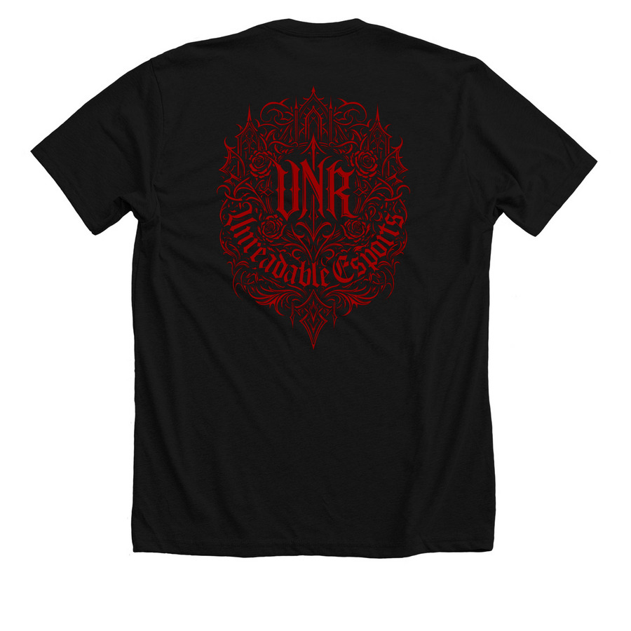 Wandering Soul: Crimson, a Solid Black Blend Premium Unisex Tee (back-view)