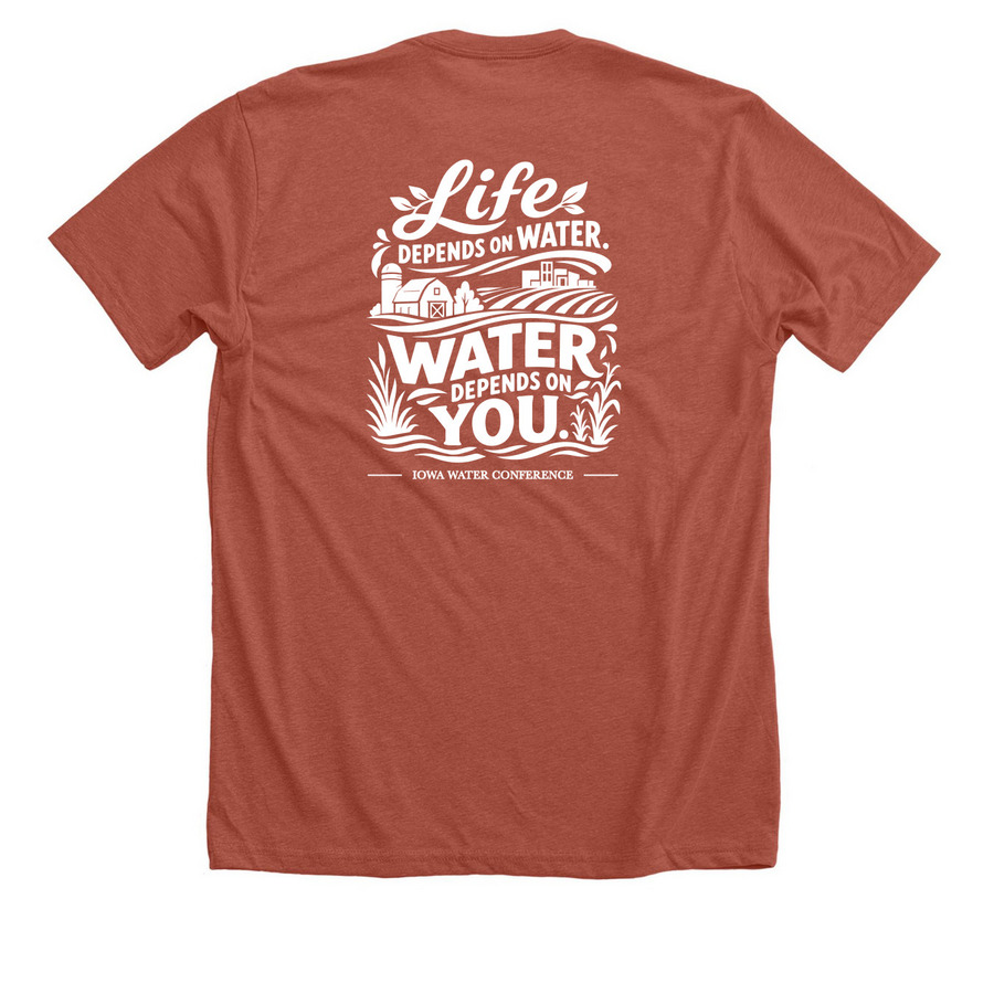 IA Water Center SWCS Collab, a Heather Clay Premium Unisex Tee (back-view)