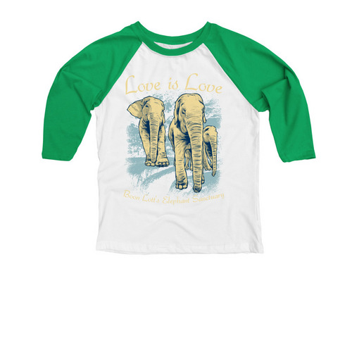 Gossip Girls - Love is Love, a Kelly Green and White Youth 3/4 Sleeve Baseball Tee