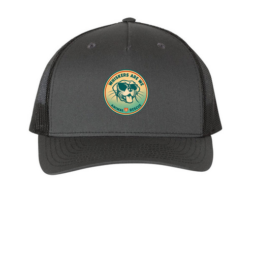 Whiskers Are We Animal Rescue, a Charcoal/ Black Printed Five-Panel Trucker Cap