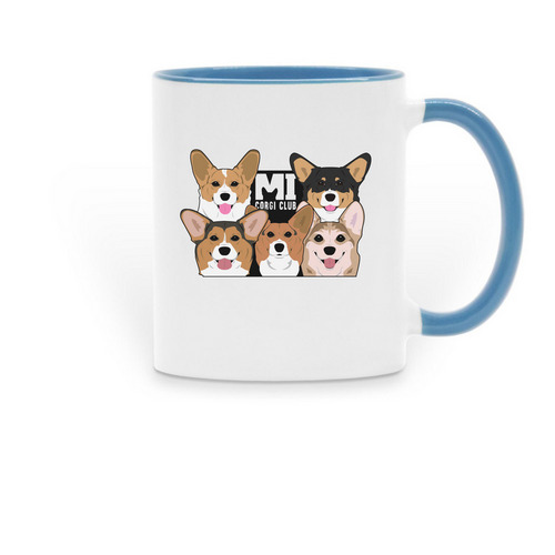 Michigan Corgi Club Mug, a Light Blue Two-Tone Ceramic Mug