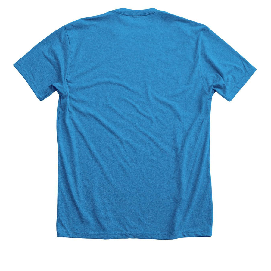 Coyote, a Neon Blue Premium Unisex Tee (back-view)