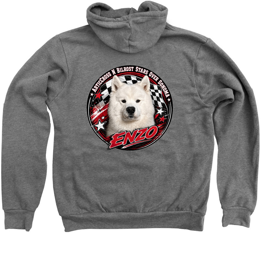Enzo - Regular, a Deep Heather Zip Up Hoodie (back-view)