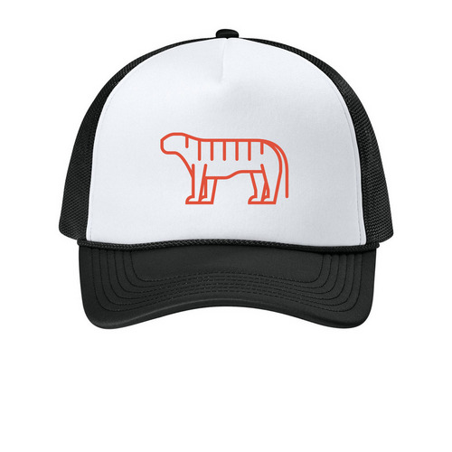 TIGER, a White/ Deep Black Printed Foam Trucker Hat