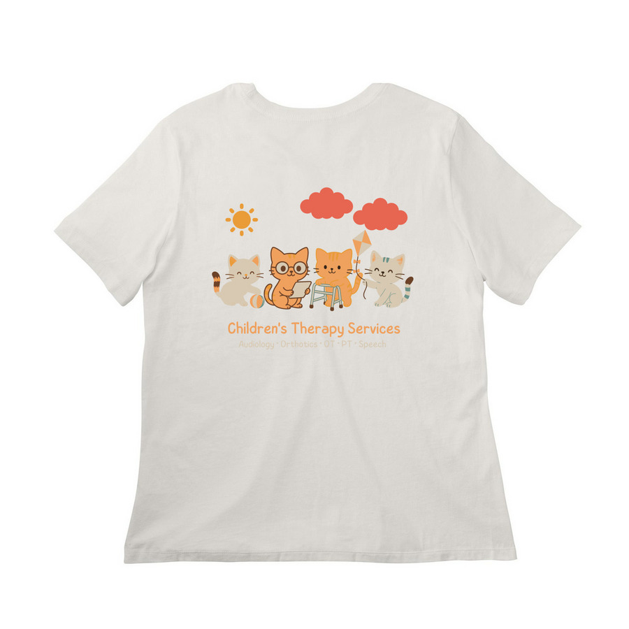 Mary Bridge Rehab SLC - Cats, a Vintage White Women?s Relaxed Cotton Tee (back-view)