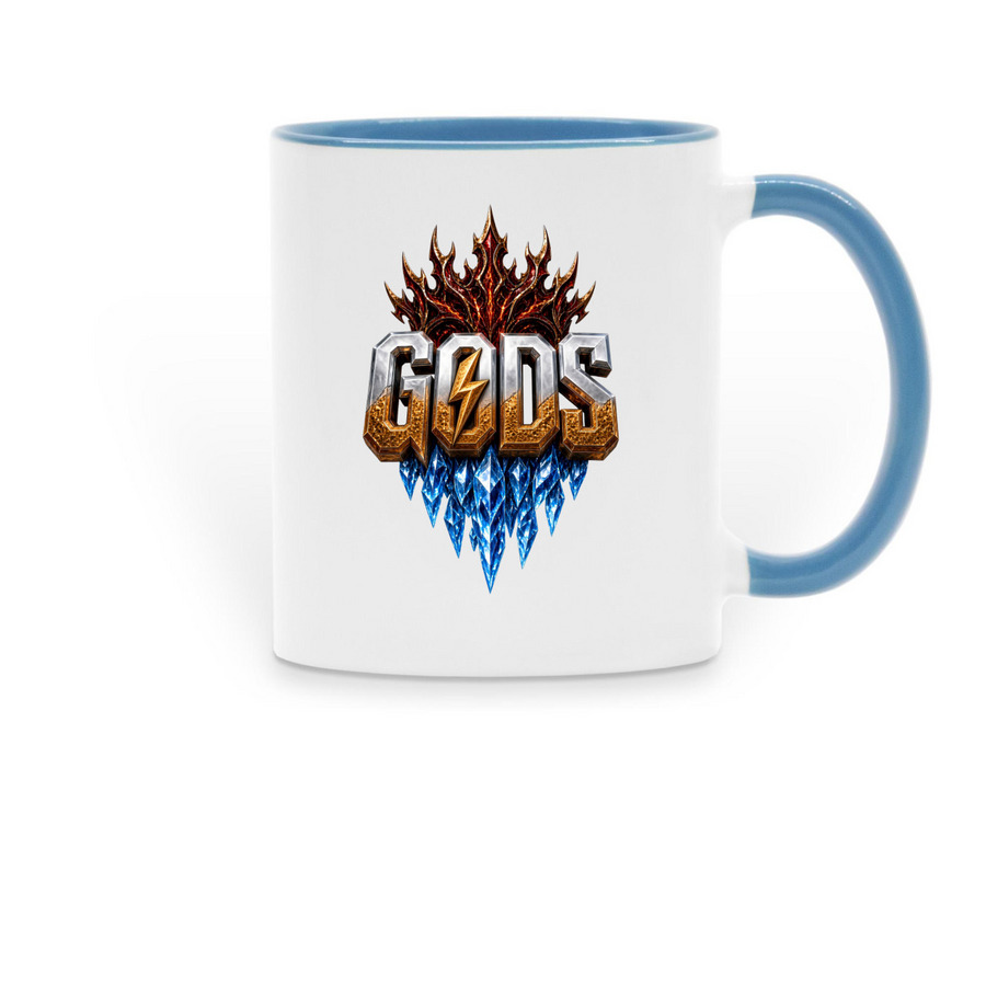 GODS MUGS, a Light Blue Two-Tone Ceramic Mug