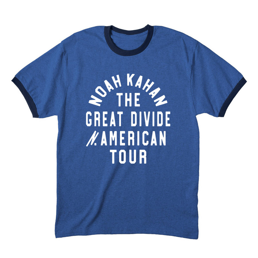 Noah Kahan Merch Citi Field, a Heather Royal/ Navy Cotton Ringer Tee