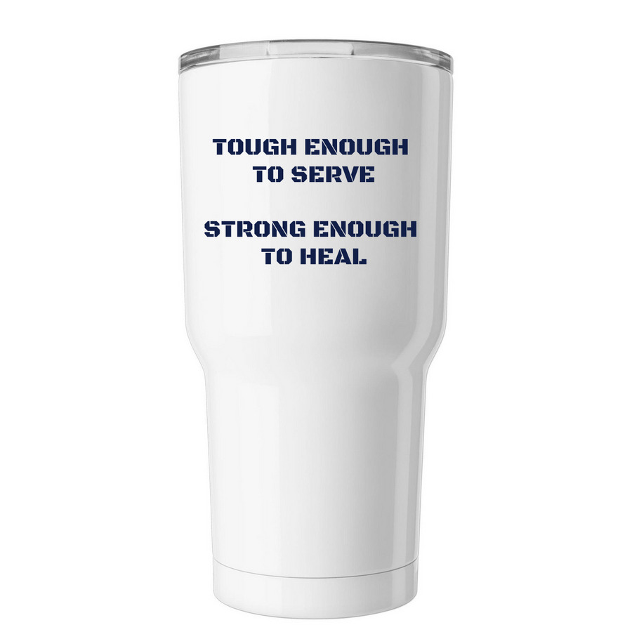 Strong Enough to Heal FRSN Tumbler Mug, a White Insulated Tumbler