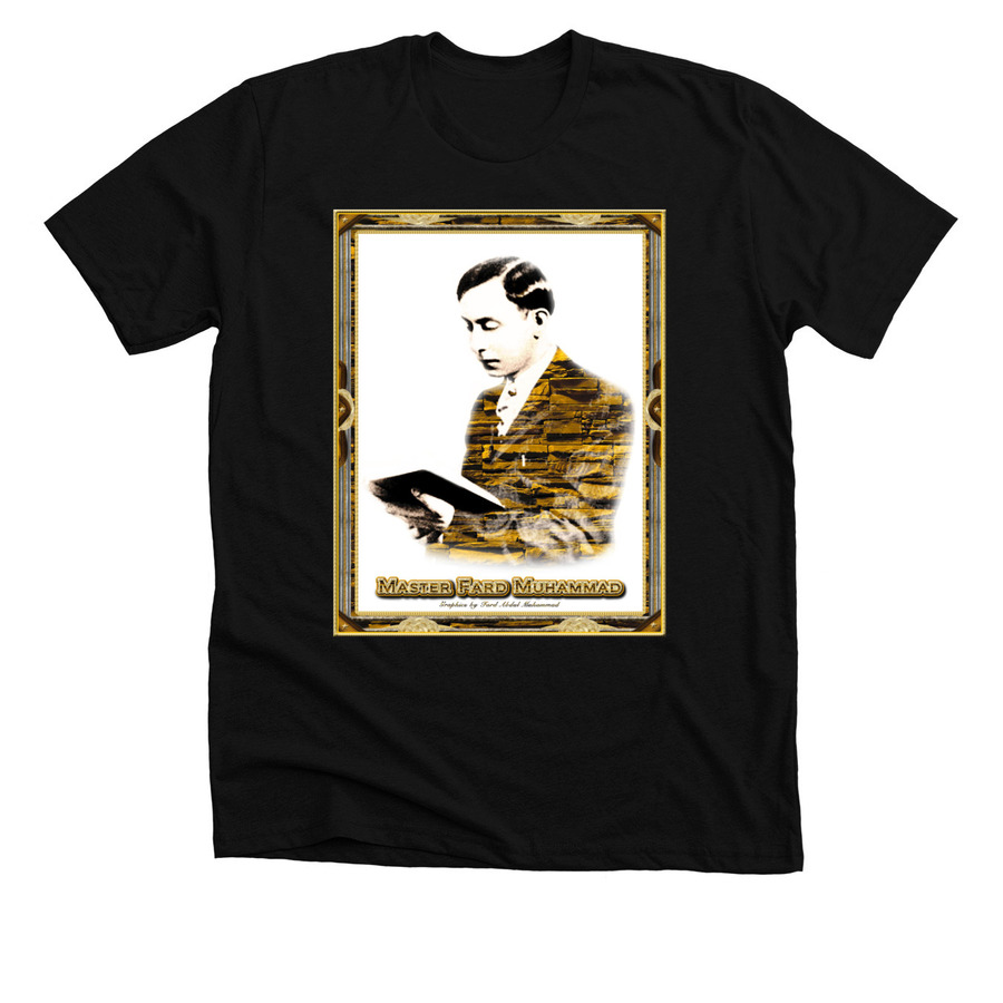 Master Fard Muhammad in Gold, a Solid Black Blend Premium Unisex Tee