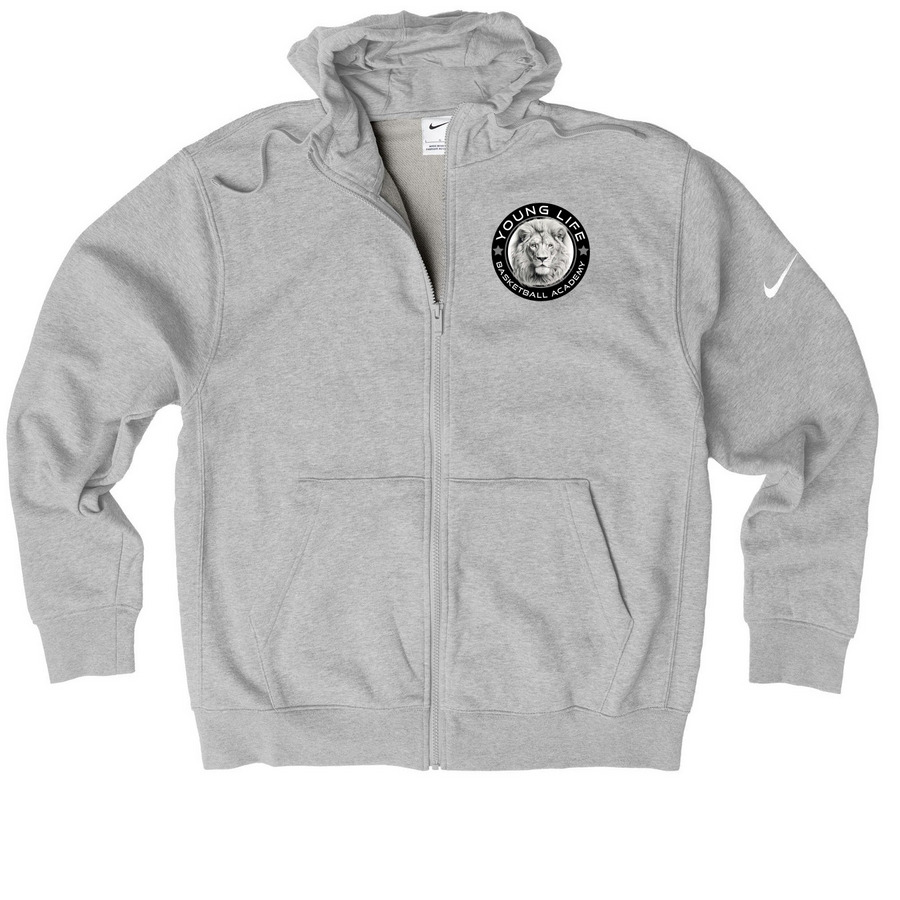 YOUNGLIFE Zip Up Hoodies & Pullovers&nbsp;, a Dark Grey Heather Nike Club Fleece Zip Up Hoodie