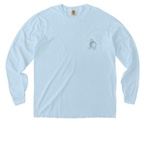 Prayer Club, a Chambray Comfort Colors Long Sleeve Pocket Tee