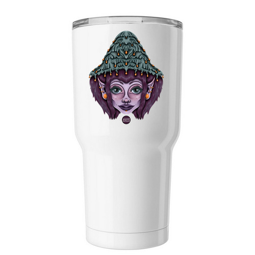 Mushroom Lady, a White Insulated Tumbler