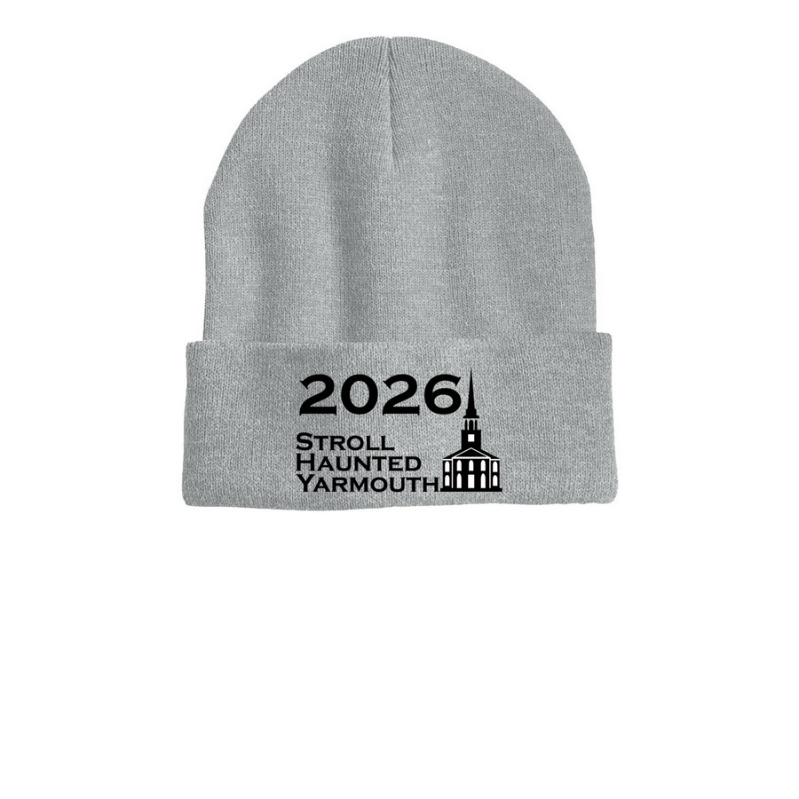 SHY 2026 - Black Logo Beanie, a Heather Grey Printed Cuffed Beanie