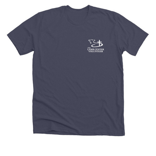 Volunteer: my mission, a Heather Midnight Navy Premium Unisex Tee