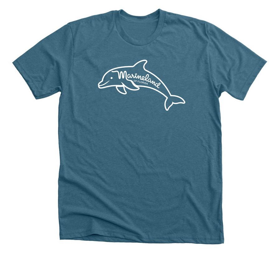 Retro Dolphin Shirt, a Heather Deep Teal Premium Unisex Tee