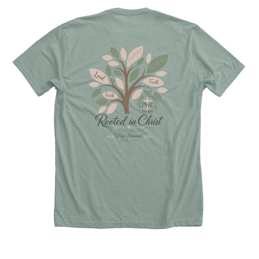 PWOC Swag, a Heather Sage Premium Unisex Tee (back-view)