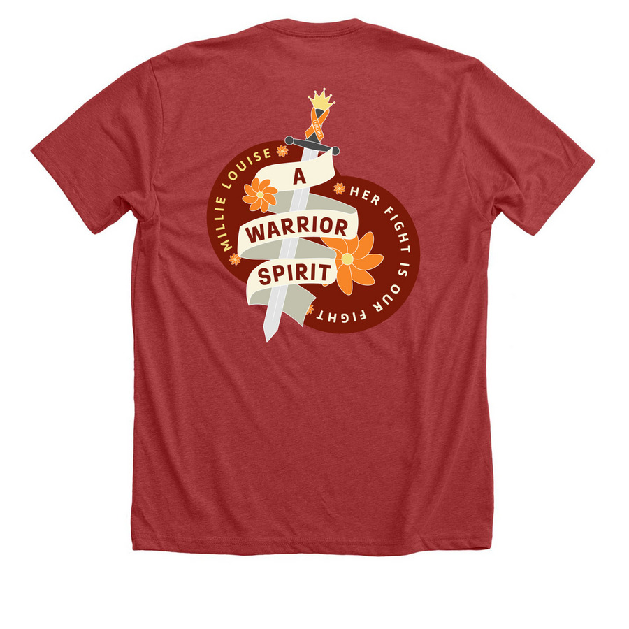 Team Millie Tee: The Fight Against Leukemia, a Heather Canvas Red Premium Unisex Tee (back-view)