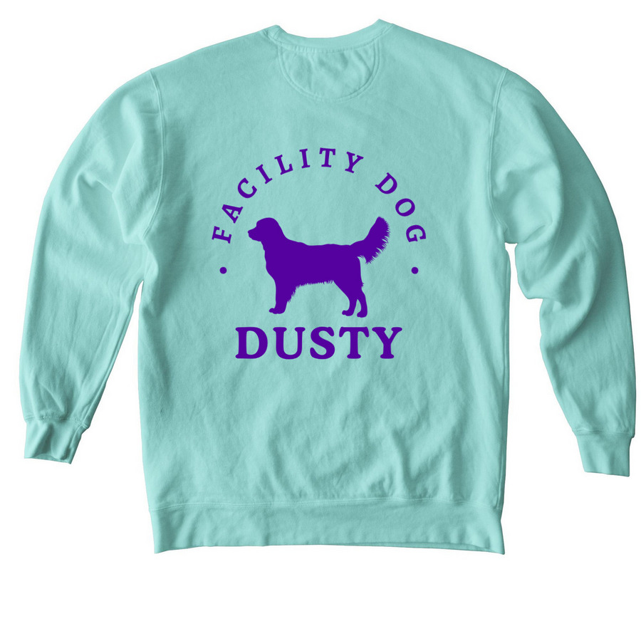 Dusty, a Chalky Mint Comfort Colors Crewneck Sweatshirt (back-view)