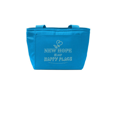 "Happy Place" Lunch Tote, a Parcel Blue Insulated Lunch Tote