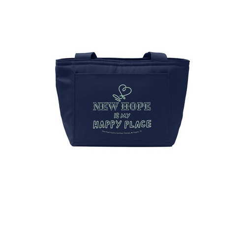 "Happy Place" Lunch Tote, a River Blue Navy Insulated Lunch Tote