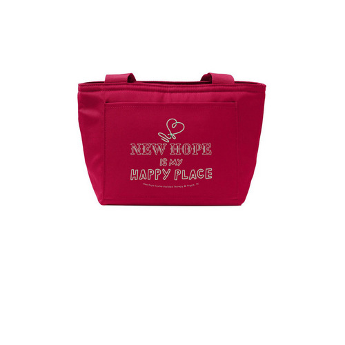"Happy Place" Lunch Tote, a Rich Red Insulated Lunch Tote