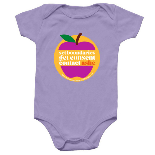 ASHE: Even Babies Need Consent Education, a Lavender Infant Onesie