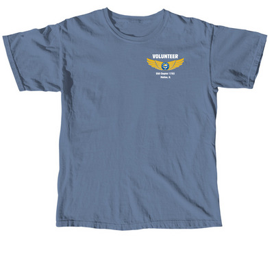 Young Eagle Volunteer - White Font, a Blue Jean Comfort Colors Unisex Tee