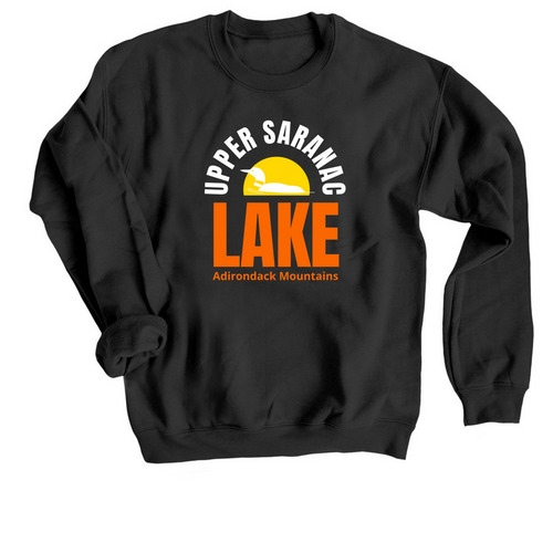 Upper Saranac Retro T, a Black Crewneck Sweatshirt
