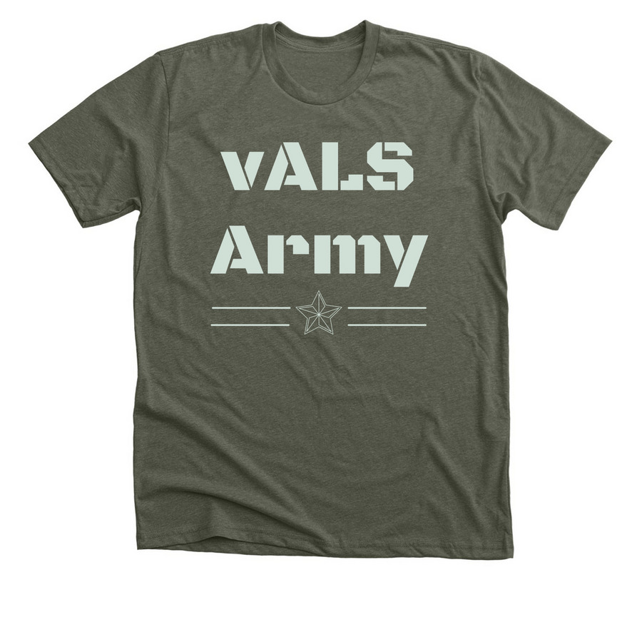 vALS Army Fundraiser, a Heather Military Green Premium Unisex Tee