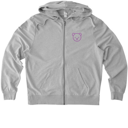 Purple Rebar Full-Zip Hoodie Sweatshirt, a Granite Grey Heather Allmade Organic French Terry Zip Up Hoodie