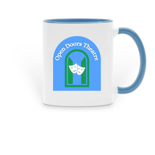 Open Doors logo mug, a Light Blue Two-Tone Ceramic Mug
