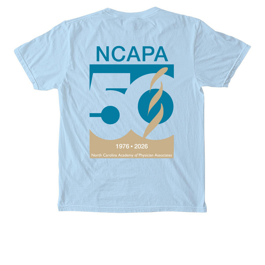 NCAPA 50th Front Pocket Shirt, a Chambray Comfort Colors Pocket Tee (back-view)