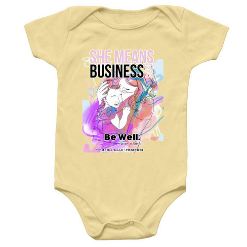 She Means Business 2026 Infant Sizes, a Banana Infant Onesie